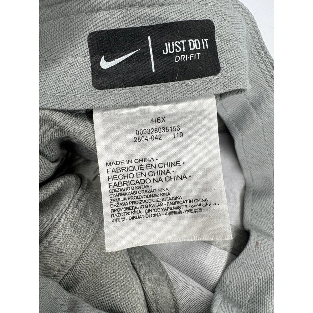 Nike Dri-FIT Gray Kids Ponytail Hat Cap 4/6X Stretch Fit Multicolor Logo